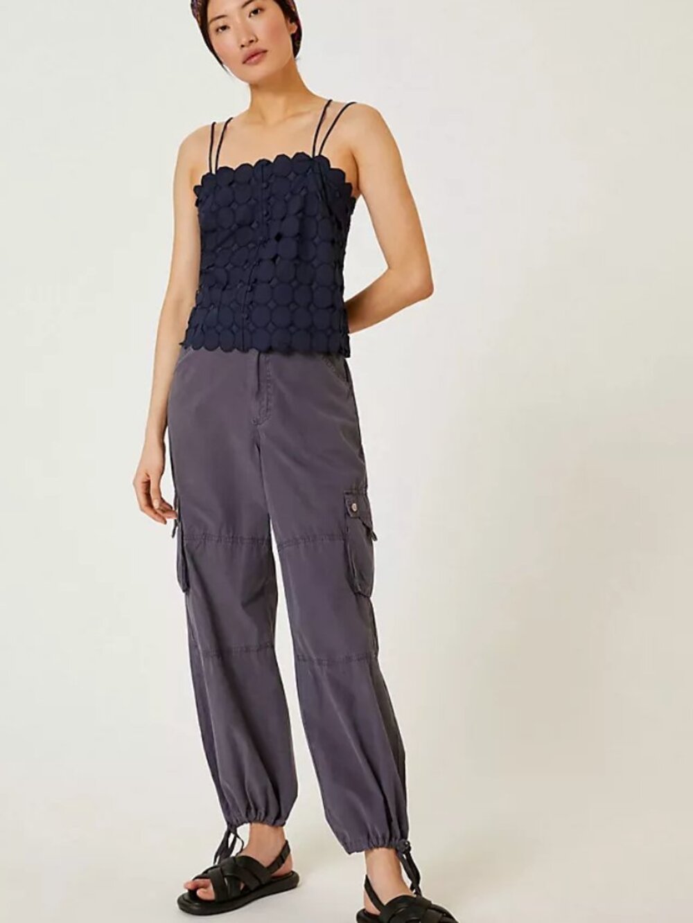 Anthropologie Maeve Smocked -Back Eyelet Cami Tank Top - M